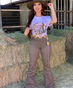 Valeria'S Boutique Olive High Rise Flare Jeans