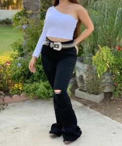 Valeria'S Boutique Rosalia High Rise Flare Jeans (Black) - Short Length 32" Inseam