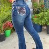 Valeria'S Boutique New Arrivals Rosa Teresa Embroidered High Rise Bootcut Jeans - Long Length 33" Inseam