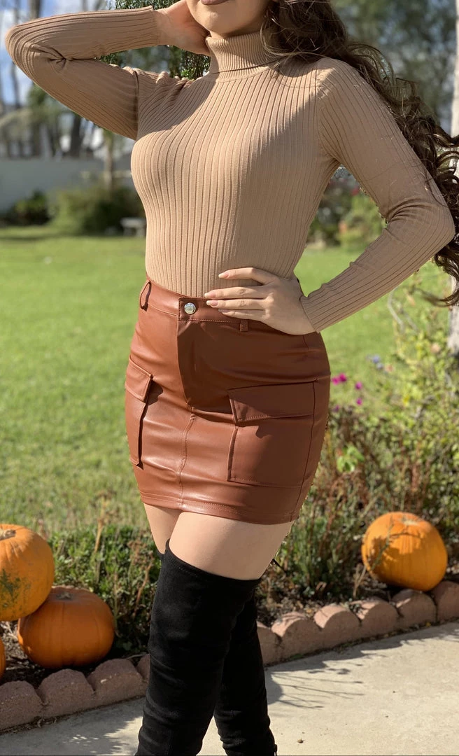 Valeria'S Boutique Lisa Ribbed Turtleneck Bodysuit (Nude) 4 Valeria'S Boutique Lisa Ribbed Turtleneck Bodysuit (Nude)