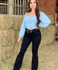 Valeria'S Boutique Rosalia High Rise Flare Jeans (Black) - Short Length 32" Inseam