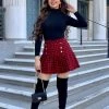 Valeria'S Boutique New Arrivals Audrey Tweed Pleated Mini Skirt (Red)