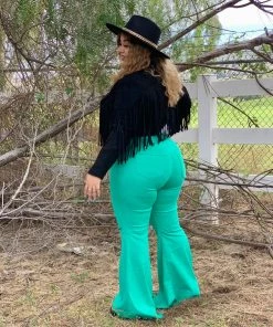 Valeria'S Boutique La Quebradora Fringe Suede Jacket (Black) Rodeo Collection