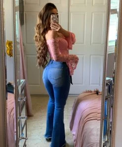 Valeria'S Boutique Roxana High Rise Flare Jeans (Light)