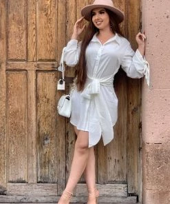 Valeria'S Boutique Chic Shirt Mini Dress (White) New Arrivals