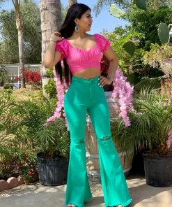 Valeria'S Boutique COLORES Collection Glenda Short Sleeve Top (Pink)